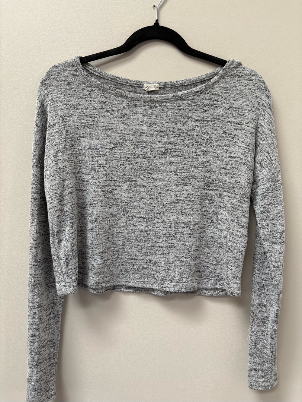 Garage Gray Long-Sleeve Crop Top
